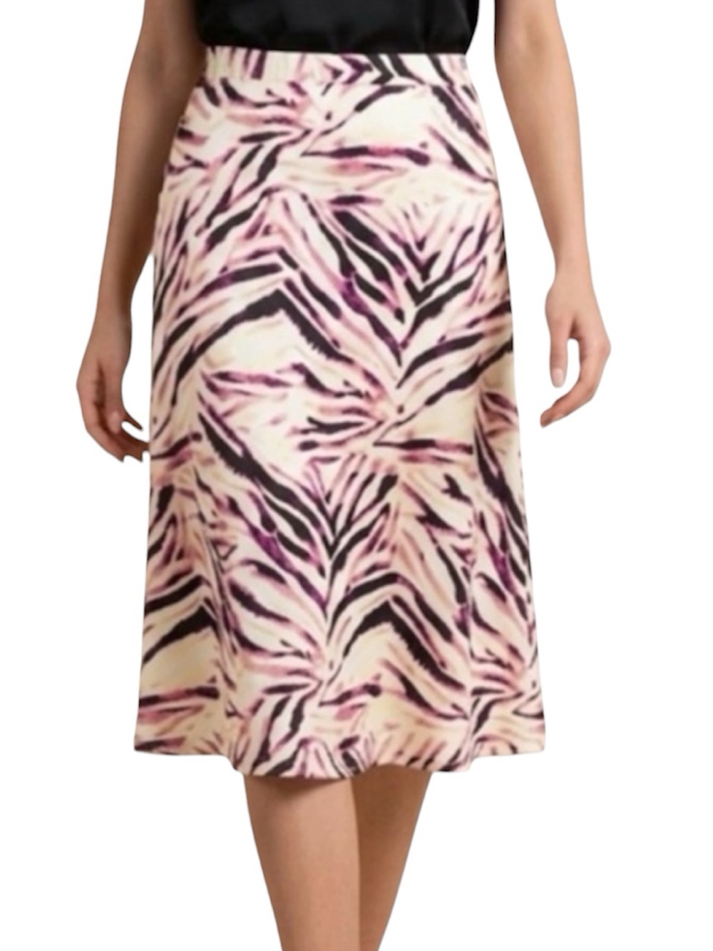 Kendall & Kylie Midi Skirt Pink Zebra Print Fully Lined A-Line Women’s Size XL